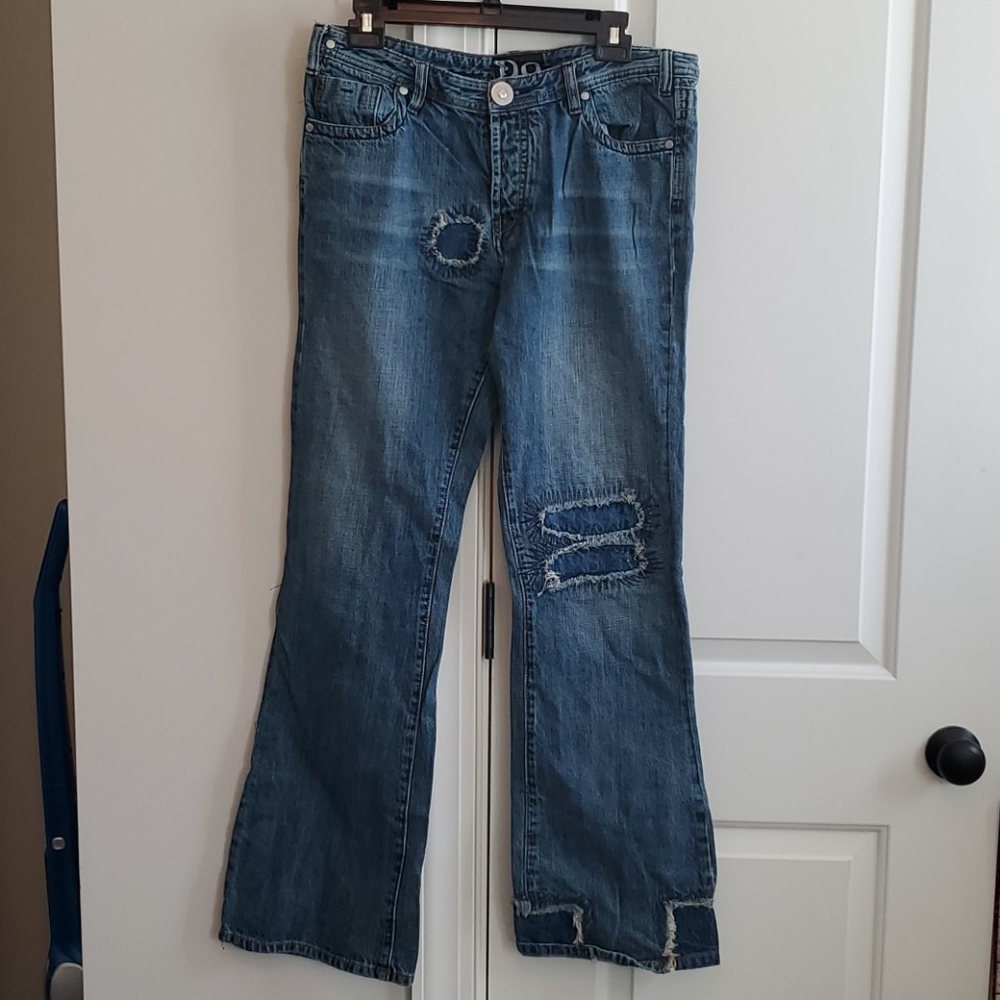 mens 32 x 32 button fly do denim patchwork jeans